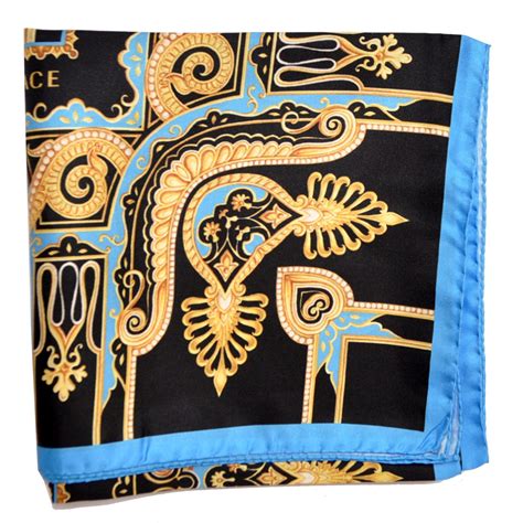 blue and gold versace scarf|gianni Versace silk scarf.